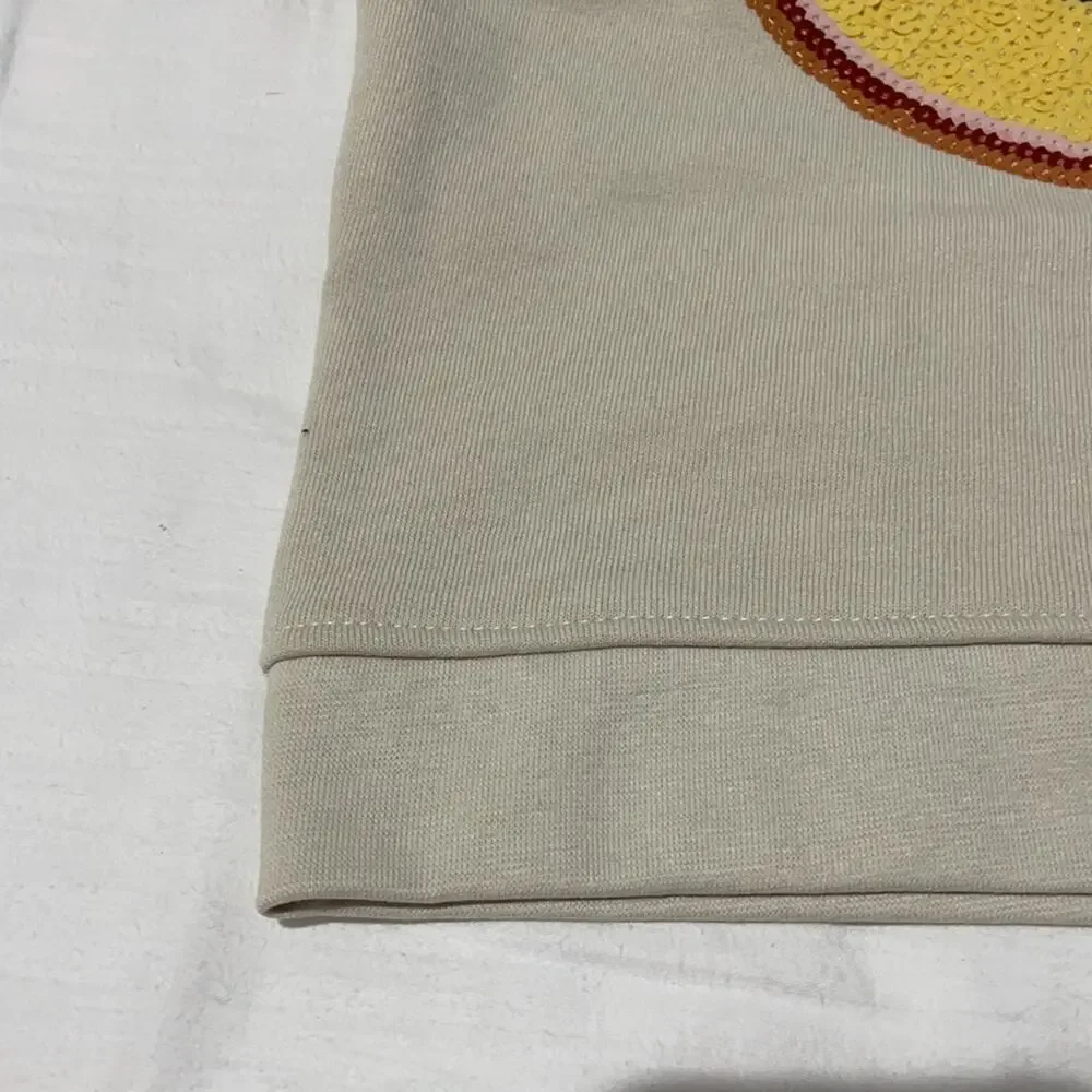Gymboree S 5/6 taupe sweatshirt yellow emoji smiley face NWT